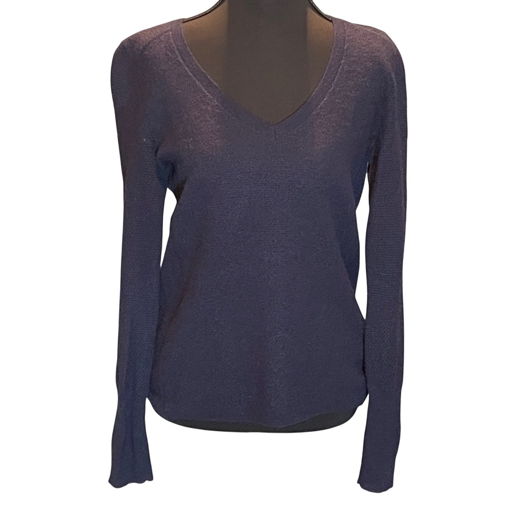 Banana Republic Navy Blue Merino Wool Alpaca Blend V-Neck Sweater S Soft Girl